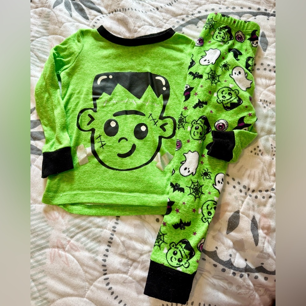 Halloween Green Frankenstein Pajamas Size 2T